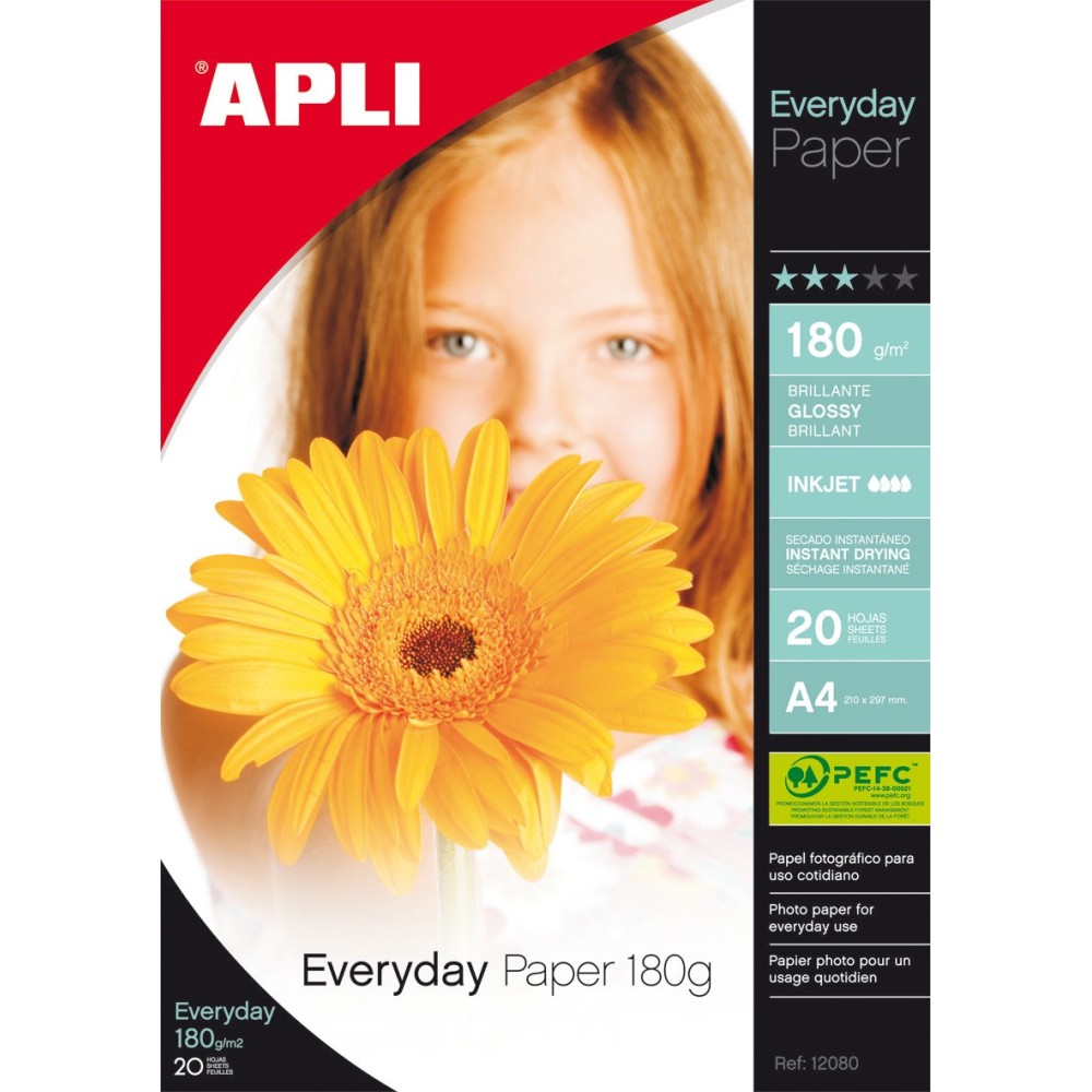 PAPIER PHOTO BRILLANT 180GR A4 PQ/20