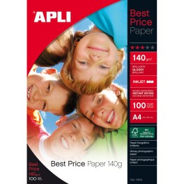 PAPIER PHOTO BRILLANT A4  140GR APLI