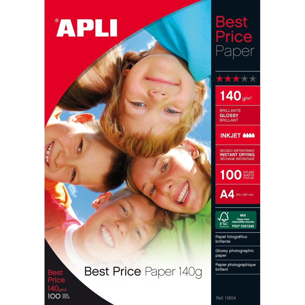 PAPIER PHOTO BRILLANT A4  140GR APLI