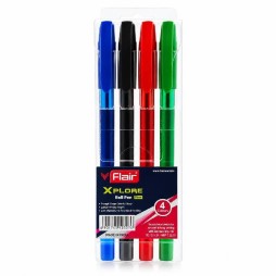 Pochette de 4 Stylos FLAIR XPLORE à Bille Assortis
