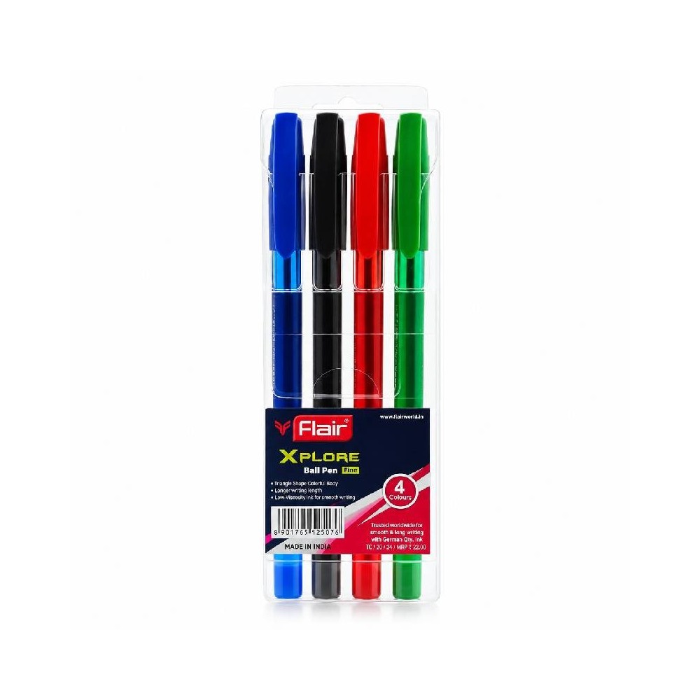 Pochette de 4 Stylos FLAIR XPLORE à Bille Assortis