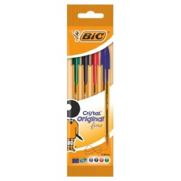 Pochette De 4 Stylos BIC à Bille Orange/Assortis