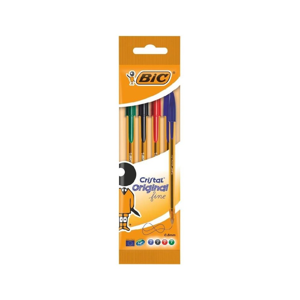 Pochette De 4 Stylos BIC à Bille Orange/Assortis
