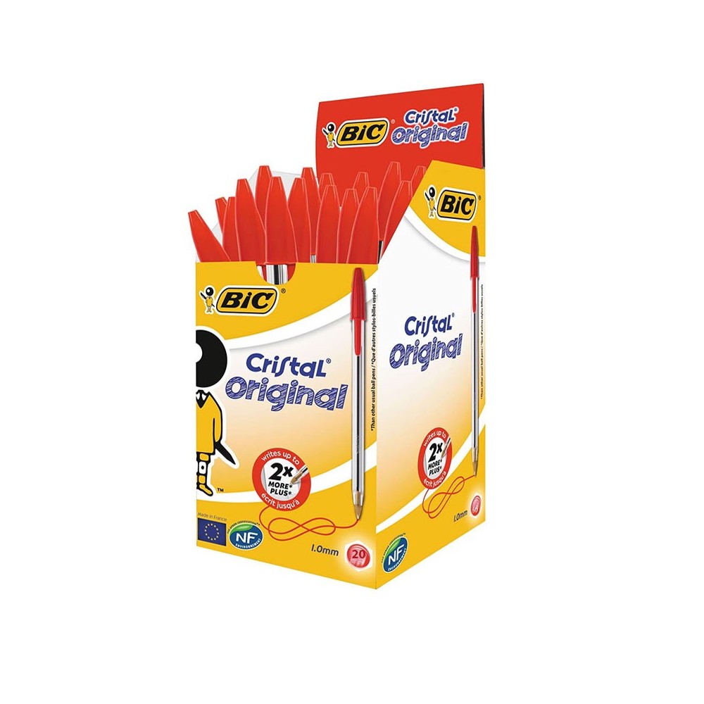 Pack de 20 Stylos à Bille BIC Cristal Original - Rouge