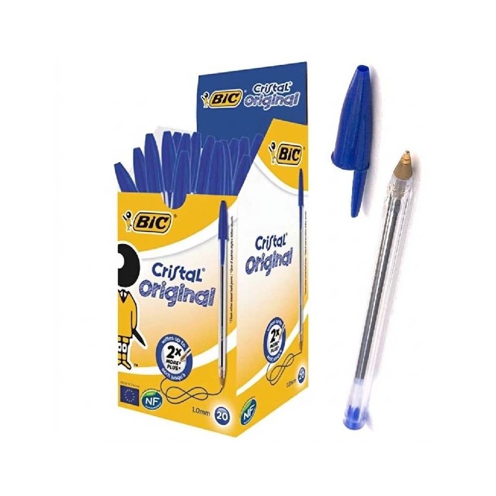Pack de 20 Stylos à Bille BIC Cristal Original 1.0 mm - Bleu