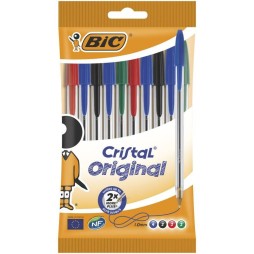 Pack de 10 Stylos BIC Blister Cristal Med Assortis