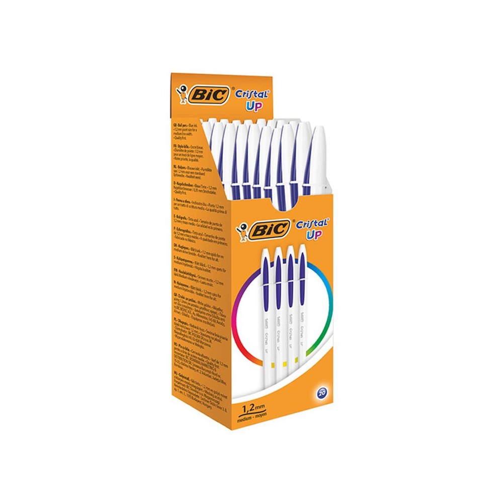Boite de 20 Stylos à Bille BIC Cristal Up - Bleu
