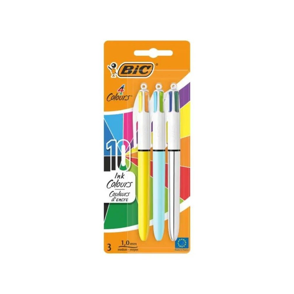 Pack de 3 Stylos BIC 4 couleurs SH+SUN+FUN EU
