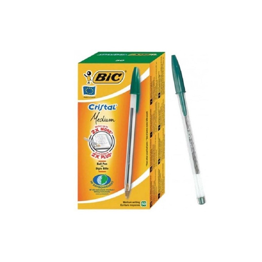 Pack de 50 Stylos à Bille BIC Cristal Medium - Vert