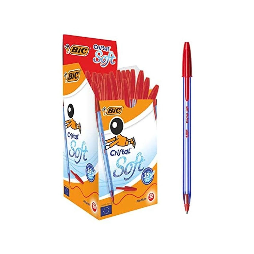 Boîte de 50 Stylos BIC Cristal Soft - Rouge