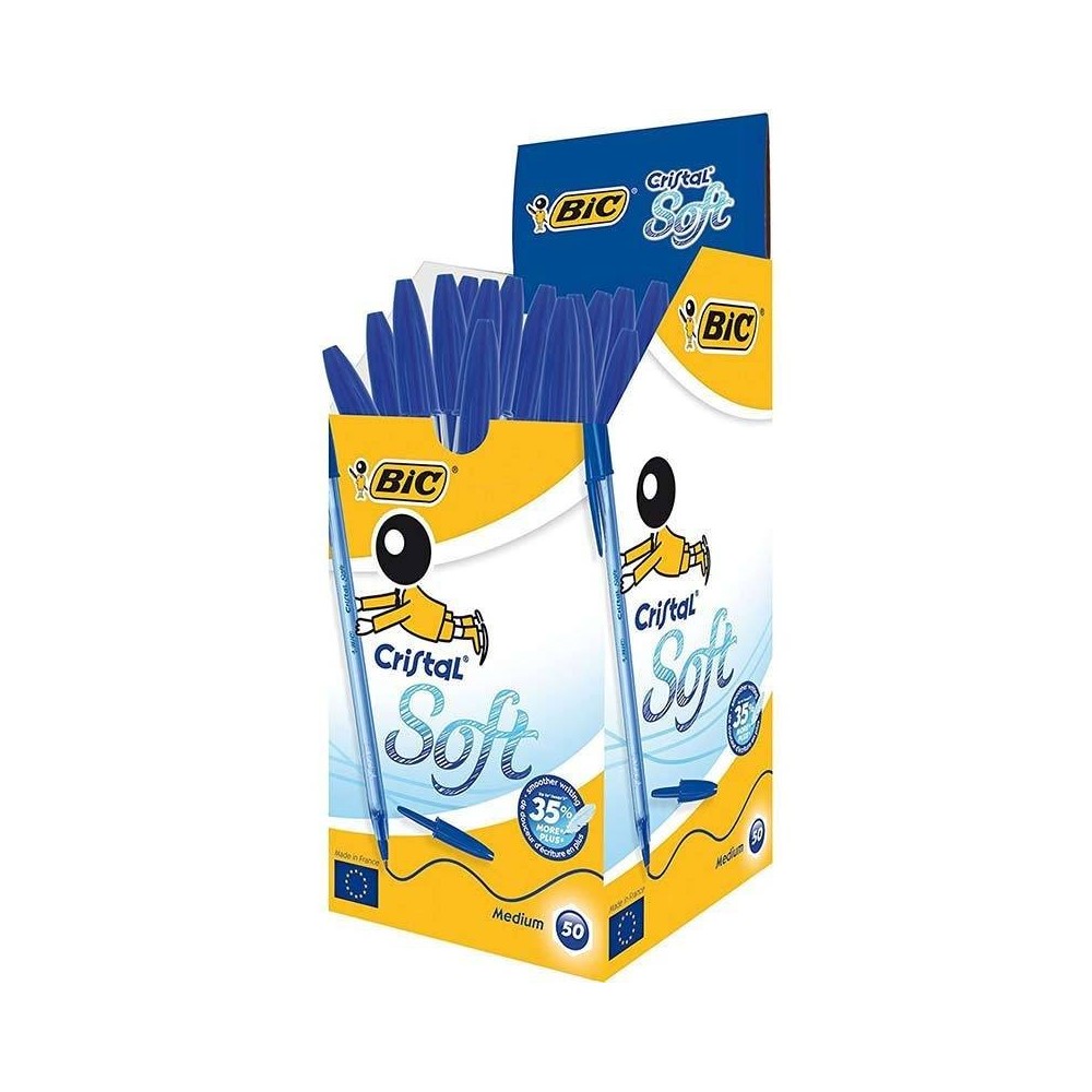 Boîte de 50 Stylos BIC Cristal Soft - Bleu