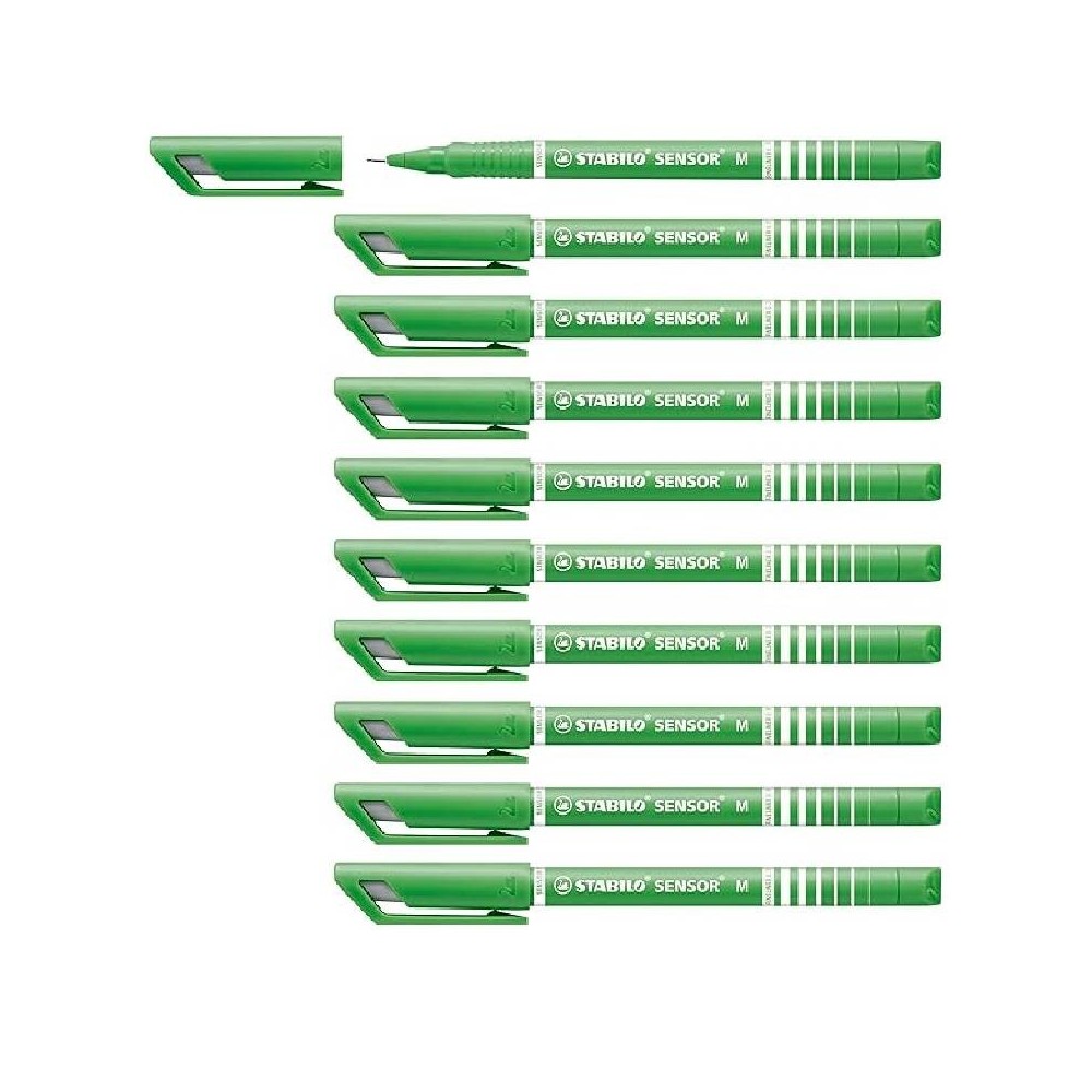 Pack de 10 Stylos STABILO Sensor Relaunch 0.3 mm - Vert