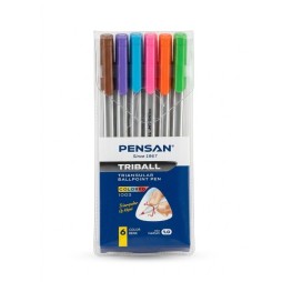 Pochette De 6 Stylos PENSAN A Bille Triball 1.0 mm Ass