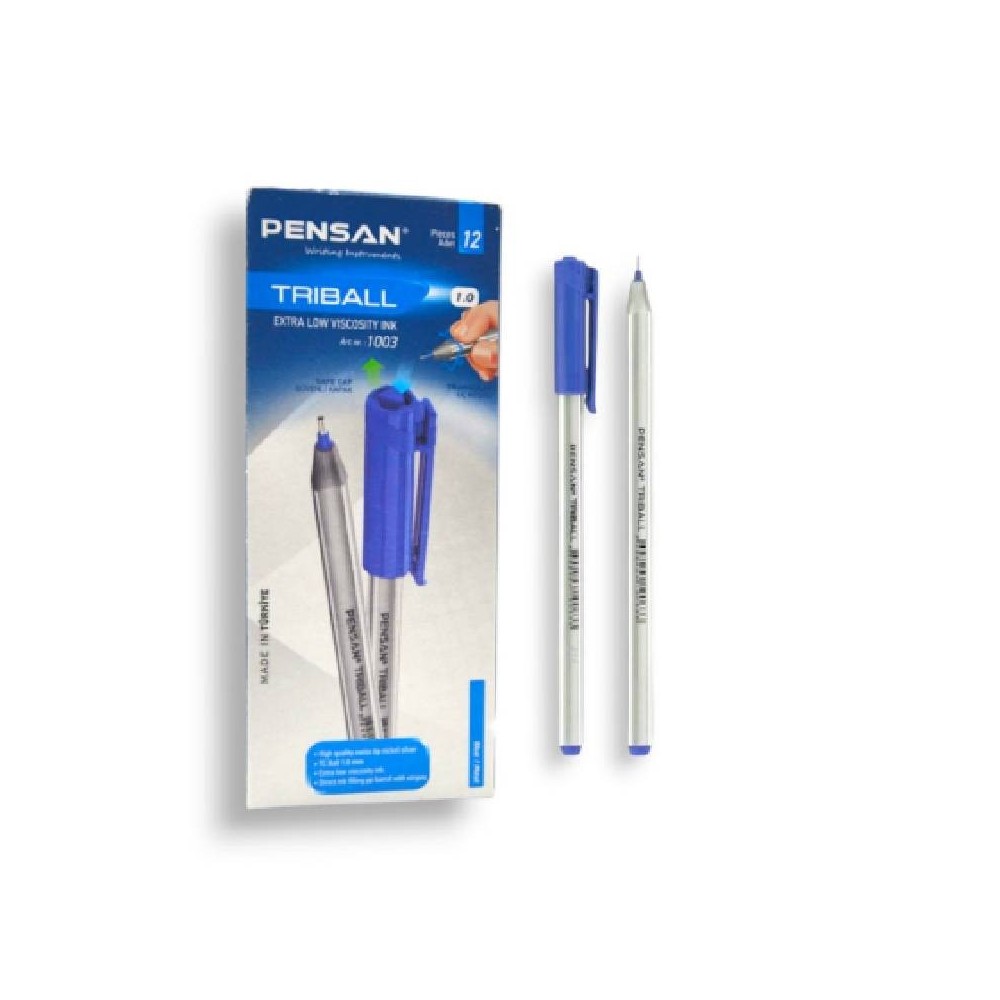 Pack de 12 Stylos PENSAN à Bille Triball - Bleu