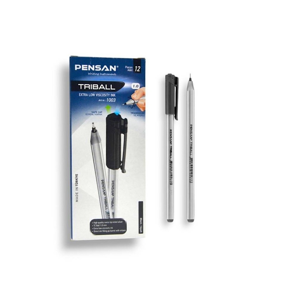 Pack de 12 Stylos à Bille PENSAN Triball - Noir