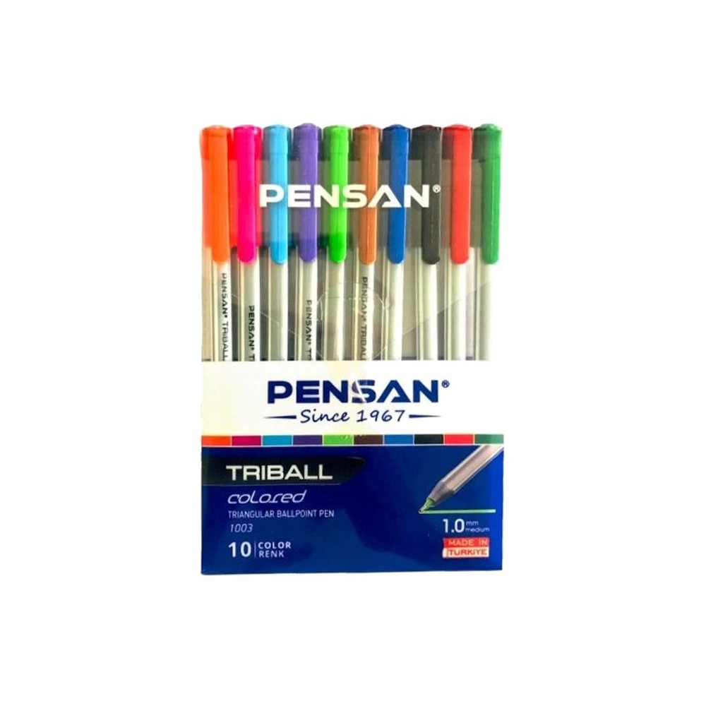 Pochette de 10 Stylos à bille PENSAN Triball - Assortis