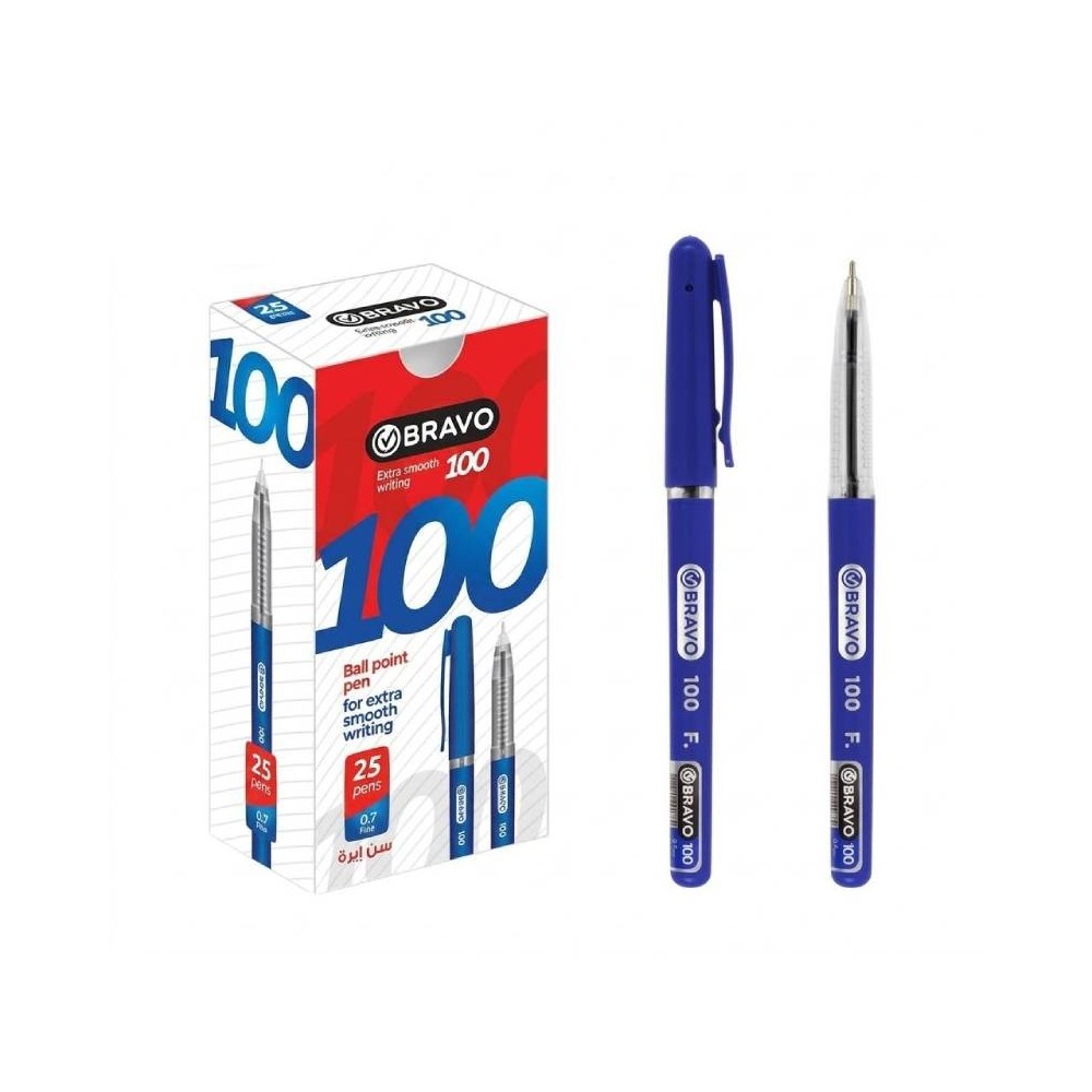 Pack de 25 Stylos BRAVO à Bille Bleu - 442463
