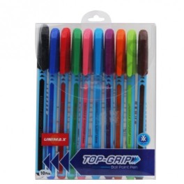 POCHETTE DE 10 STYLO A BILLE TOPGRIP 1MM - UNIMAX