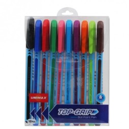 POCHETTE DE 10 STYLO A BILLE TOPGRIP 1MM - UNIMAX