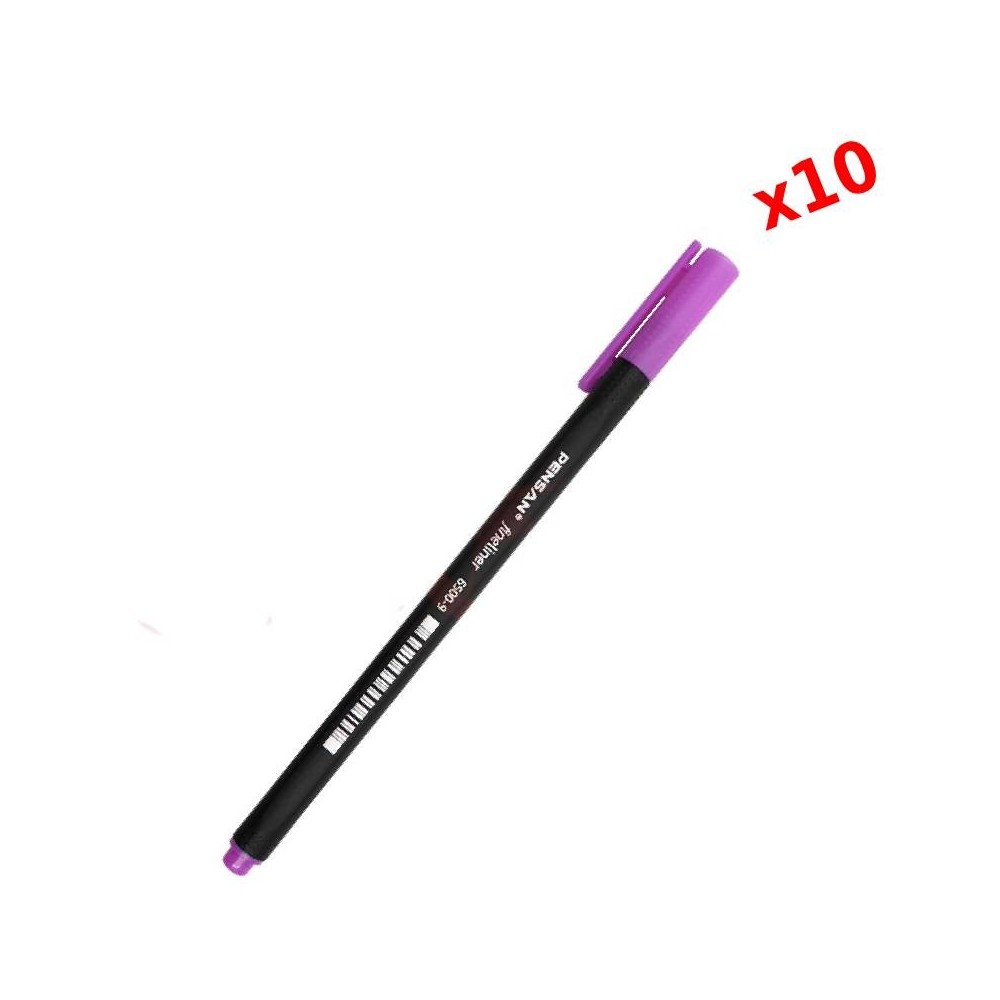 Pack de 10 Stylos Feutre PENSAN TRIPLUS Fine Liner - Violet