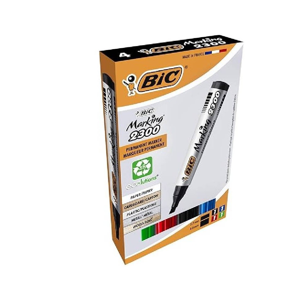 Pack de 4 Couleurs de Marqueurs BIC Permanents Marking 2300