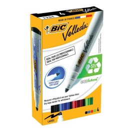 Pack de 4 Marqueurs Pour Tableau Blanc BIC Velleda Ecolutions