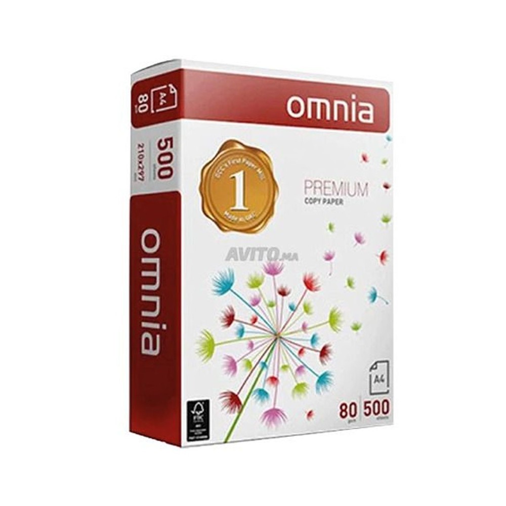 Rame Papier Omnia A4 500 Feuilles 80G Blanc