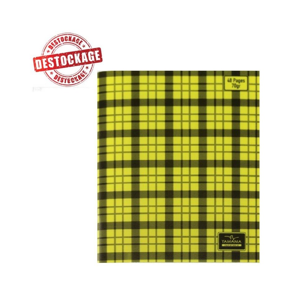 Cahier piquée YAMAMA à Carreaux 48 Pages 70Gr 17x22 cm - Jaune