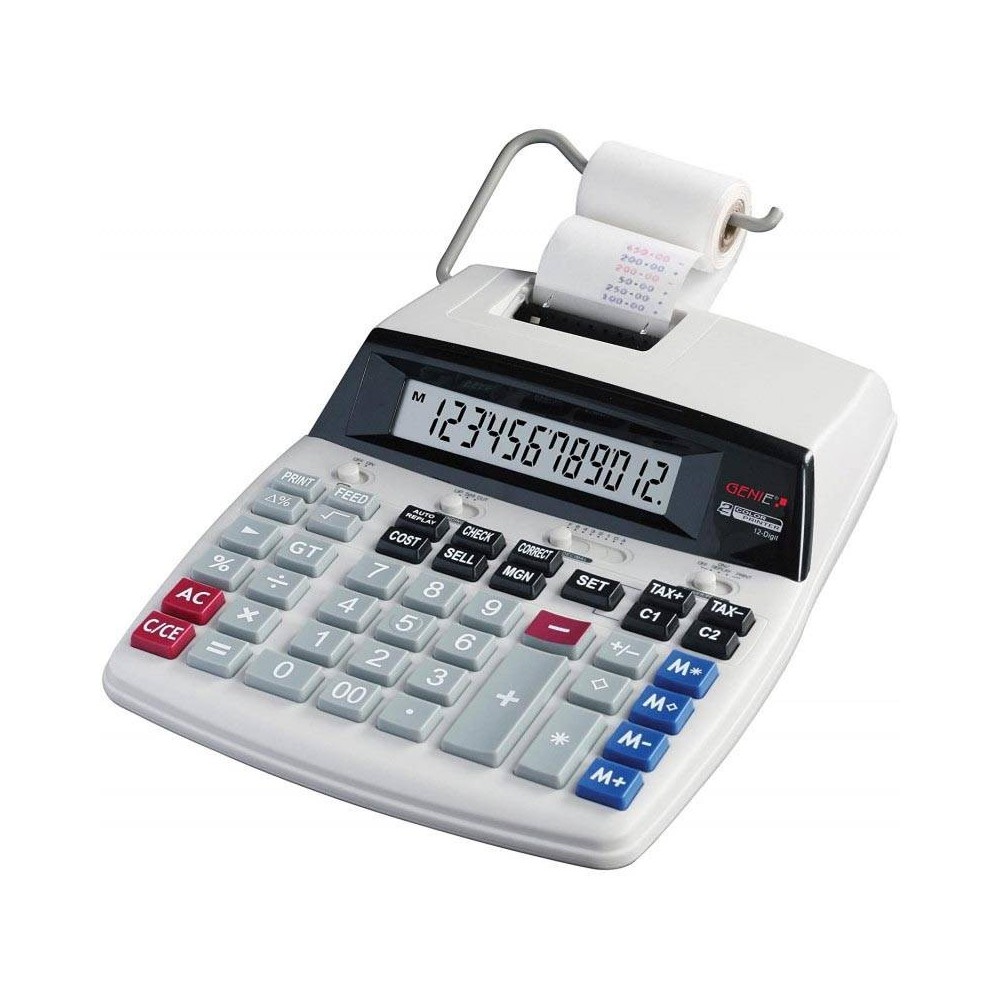 Calculatrice Imprimante GENIE 12 Chiffres - Blanc (LCD69)