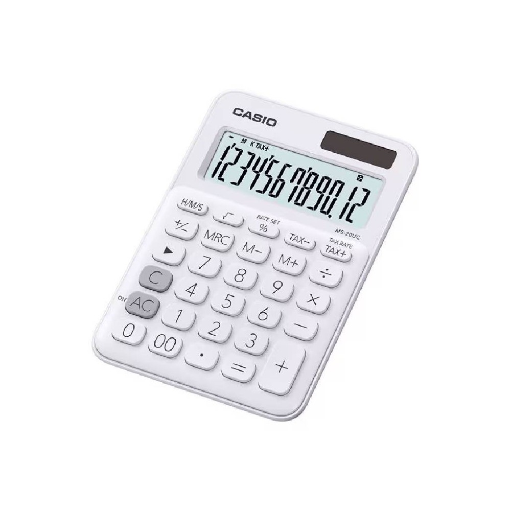 Calculatrice CASIO 12 Chiffres Avec Taxe Pile+Solaire - Blanc