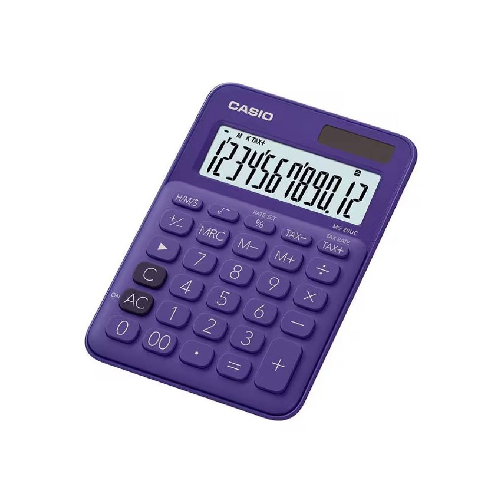 Calculatrice CASIO 12 Chiffres Avec Taxe Pile+Solaire - Mauve