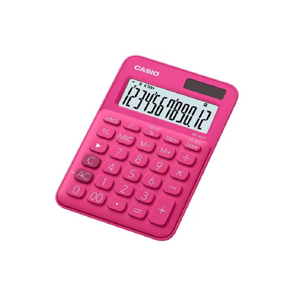 Calculatrice CASIO 12 Chiffres Avec Taxe Pile+Solaire - Rose