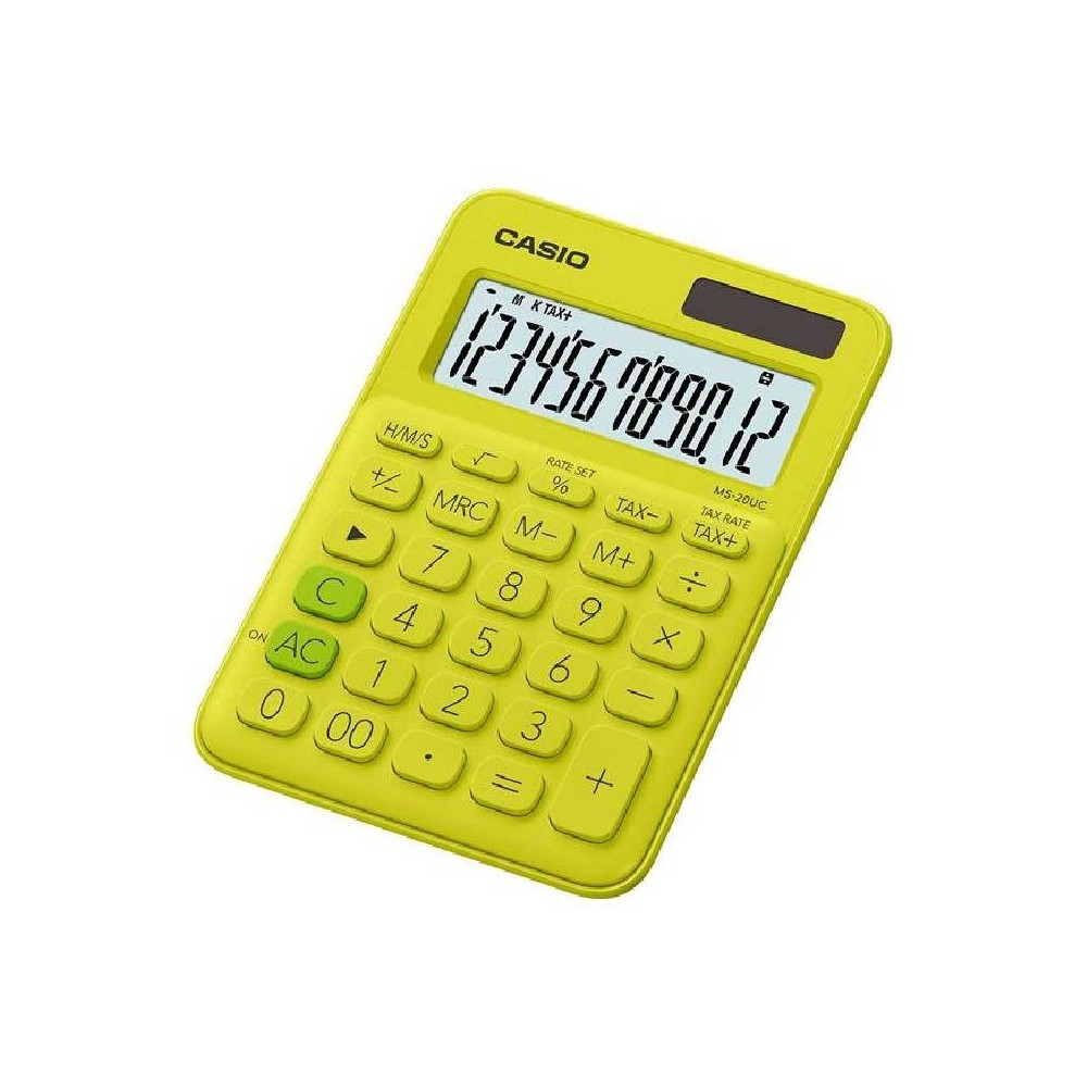 Calculatrice CASIO 12 Chiffres Avec Taxe Pile+Solaire - Jaune