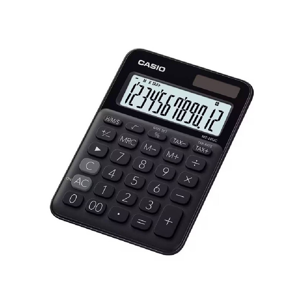 Calculatrice CASIO 12 Chiffres Avec Taxe Pile+Solaire - Noir