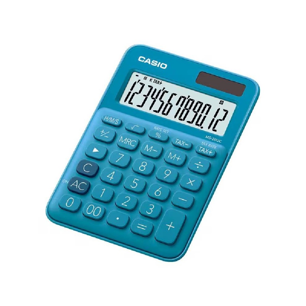 Calculatrice CASIO 12 Chiffres Avec Taxe Pile+Solaire - Bleu