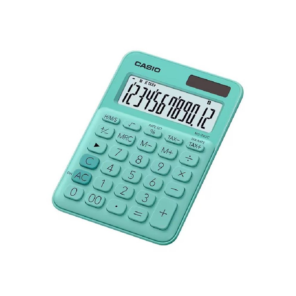 Calculatrice CASIO 12 Chiffres Avec Taxe Pile+Solaire - Vert