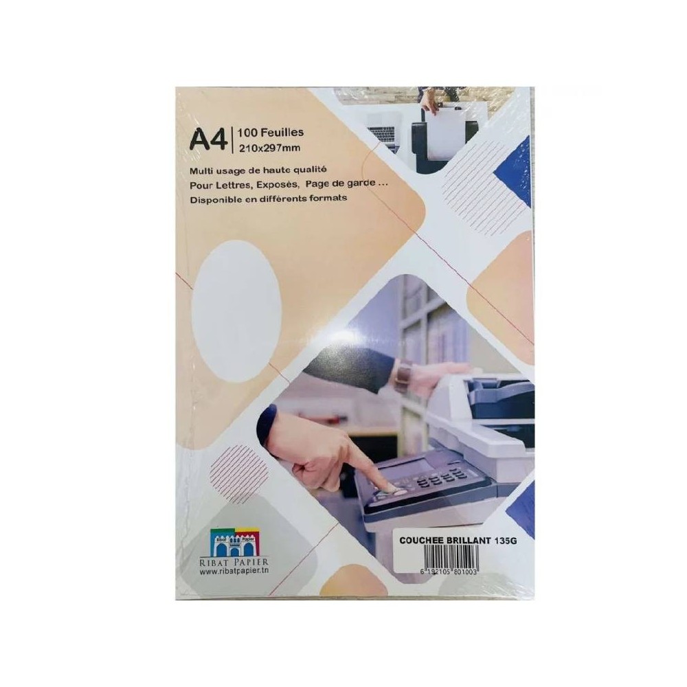 Paquet 100 Feuilles RIBAT Couché Brillant A4 135 G