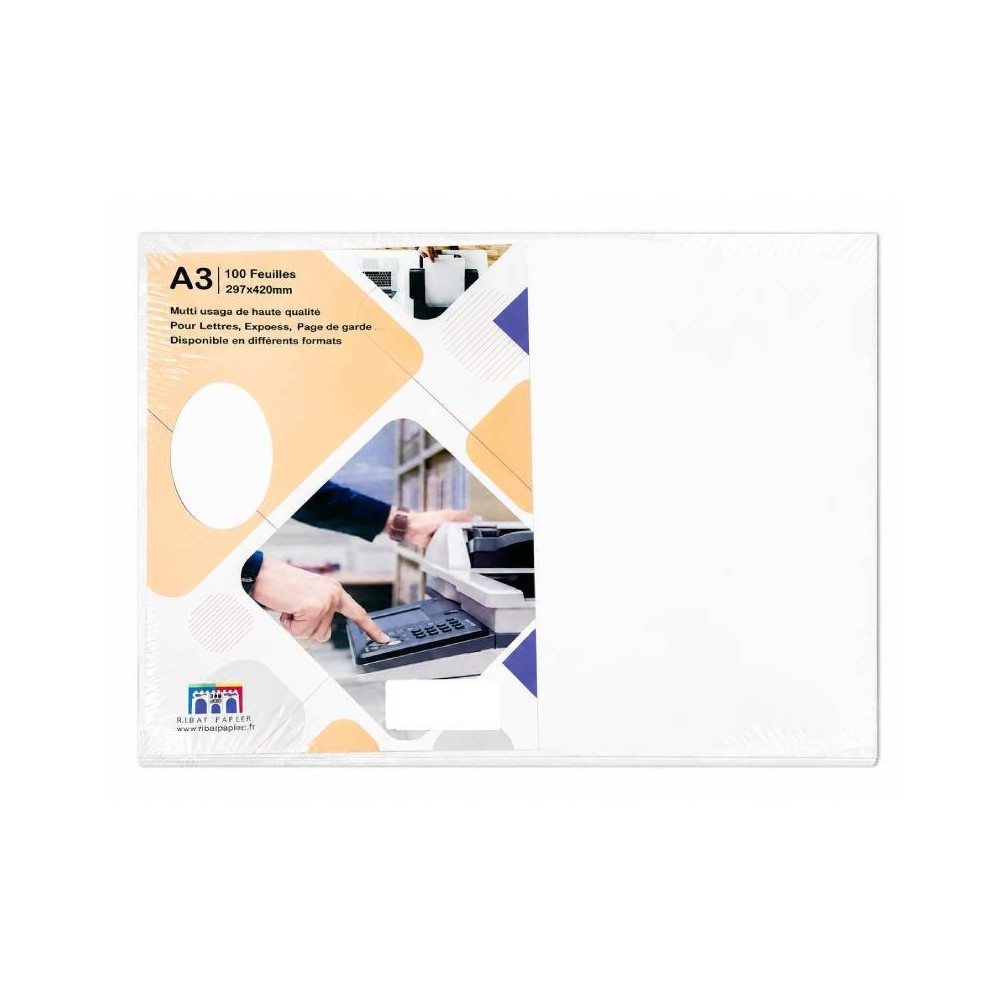 Paquet de 100 Feuilles RIBAT Couché Brillant A3 90G