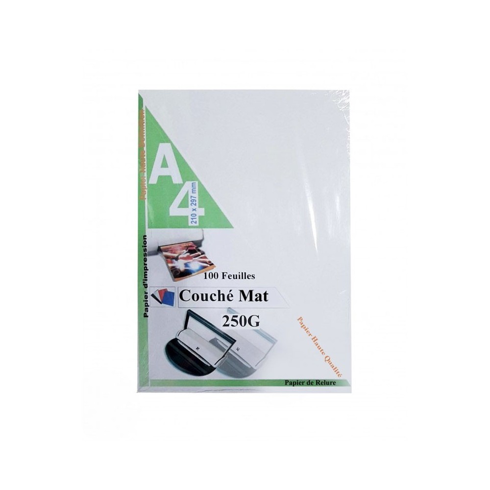 Rame de 100 Pages de Garde Couché Mat A4 250G
